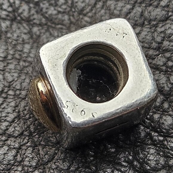 Pandora Sterling Silver "I Love You"Cube Charm with 14K Yellow Gold Heart - Picture 5 of 6